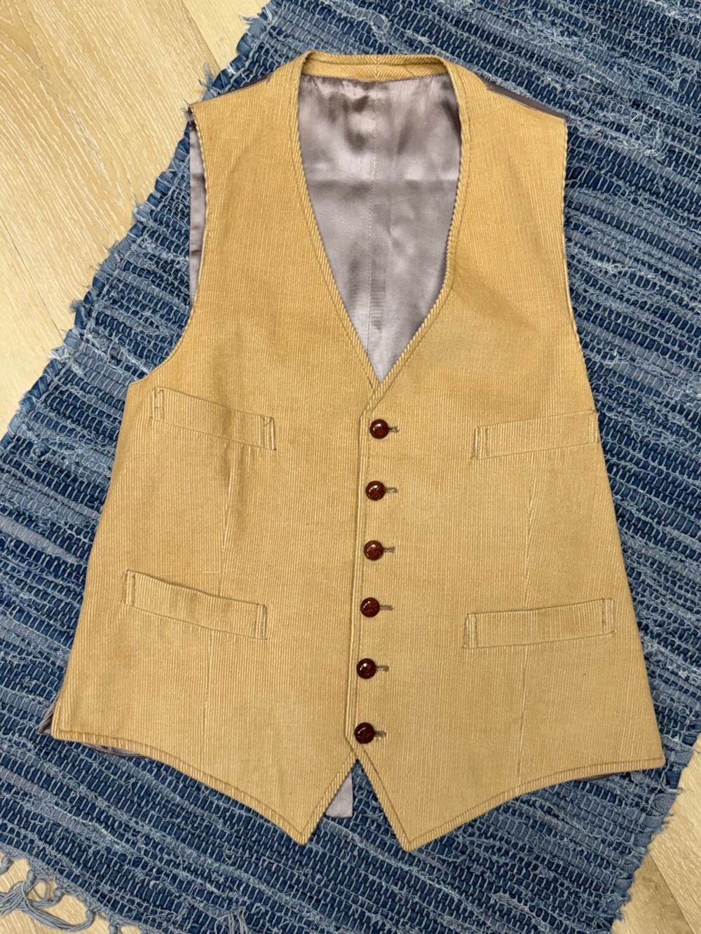 Vintage hipster Tan Structured western Button front corduroy men’s vest M